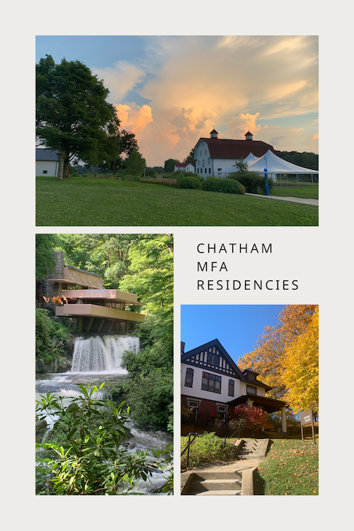 Three photos of locations for Chatham MFA residencies